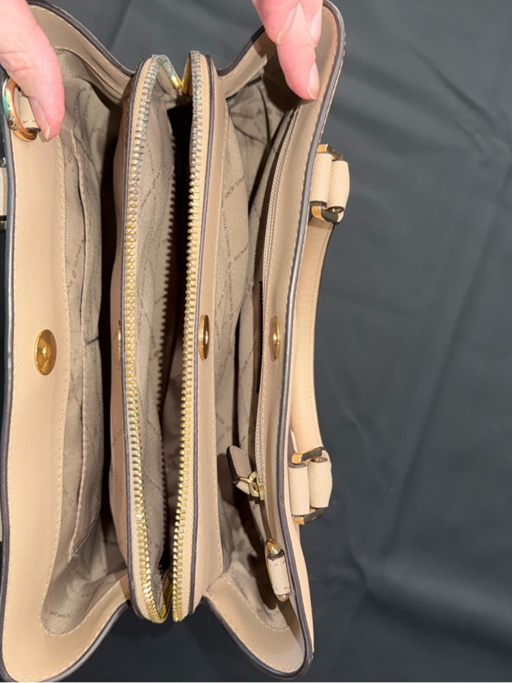 Michael Kors Saffiano Small Leather Satchel in Light Beige - Picture 4 of 14